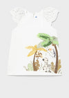 Mayoral Girls Jungle Dress, White