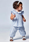 Mayoral Baby Girls Fluid Stripe Trousers, Light Blue