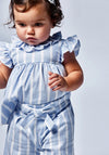 Mayoral Baby Girls Fluid Stripe Trousers, Light Blue