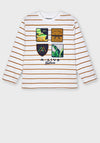 Mayoral Boys Striped Long Sleeve T-Shirt, White Multi