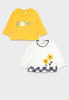 Mayoral Baby Girls Long Sleeve T-Shirt Twin Pack, Yellow