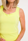 Leon Collection Square Neck Tank Top, Lime Green