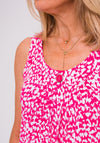 Leon Collection Abstract Print Vest Top, Pink