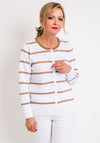 Leon Collection Embossed Stripe Cardigan, White
