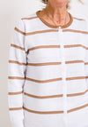 Leon Collection Embossed Stripe Cardigan, White