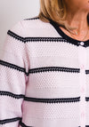 Leon Collection Embossed Stripe Cardigan, Pale Pink