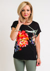 Leon Collection Blooming Flowers Print T-Shirt, Black Multi
