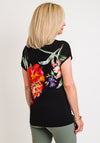Leon Collection Blooming Flowers Print T-Shirt, Black Multi