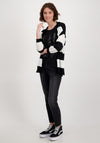 Monari Striped Light Short Cardigan, Black & White