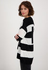 Monari Striped Light Short Cardigan, Black & White