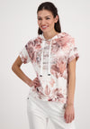 Monari Floral Short Sleeve Hoodie, White & Pink