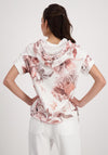 Monari Floral Short Sleeve Hoodie, White & Pink