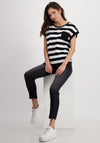 Monari Striped Patch Pocket T-Shirt, Black & White