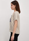 Monari Sequin Print Graphic T-Shirt, Beige