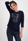 Monari Rhinestone Text T-Shirt, Navy