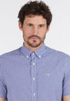 Barbour Gingham Print Short Sleeved Shirt, Deep Blue