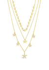 Absolute Double Chain Multi Diamante Star Necklace, Gold