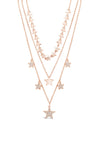 Absolute Double Chain Multi Diamante Star Necklace, Rose Gold