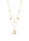 Absolute Double Chain Moon & Star Charm Necklace, Gold