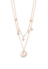 Absolute Double Chain Moon & Star Charm Necklace, Rose Gold