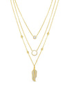 Absolute Multi Chain Diamante Feather Pendent Chain, Gold