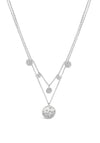 Absolute Double Chain Scattered Diamante Disc Pendent Chain, Silver