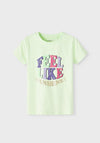 Name It Mini Girl Dea Short Sleeve Tee, Lime Cream