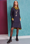 Naya Contrast Colour Roll Neck Dress, Navy & Green