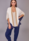 Naya Colour Block Linen Blend Cardigan, Multi-Coloured