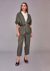 Naya Cropped Sleeve Linen Jacket, Green