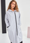 Naya Oversized Chunky Zip Long Jacket, Silver