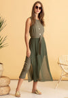 Naya Chiffon Overlay Cropped Leg Jumpsuit, Khaki