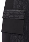 Naya Embossed Pattern Patch Pockets Skirt, Black