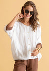 Naya Linen Blend Relaxed Fit Blouse, White