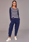 Naya Striped Long Sleeve Relaxed Top, Navy & White