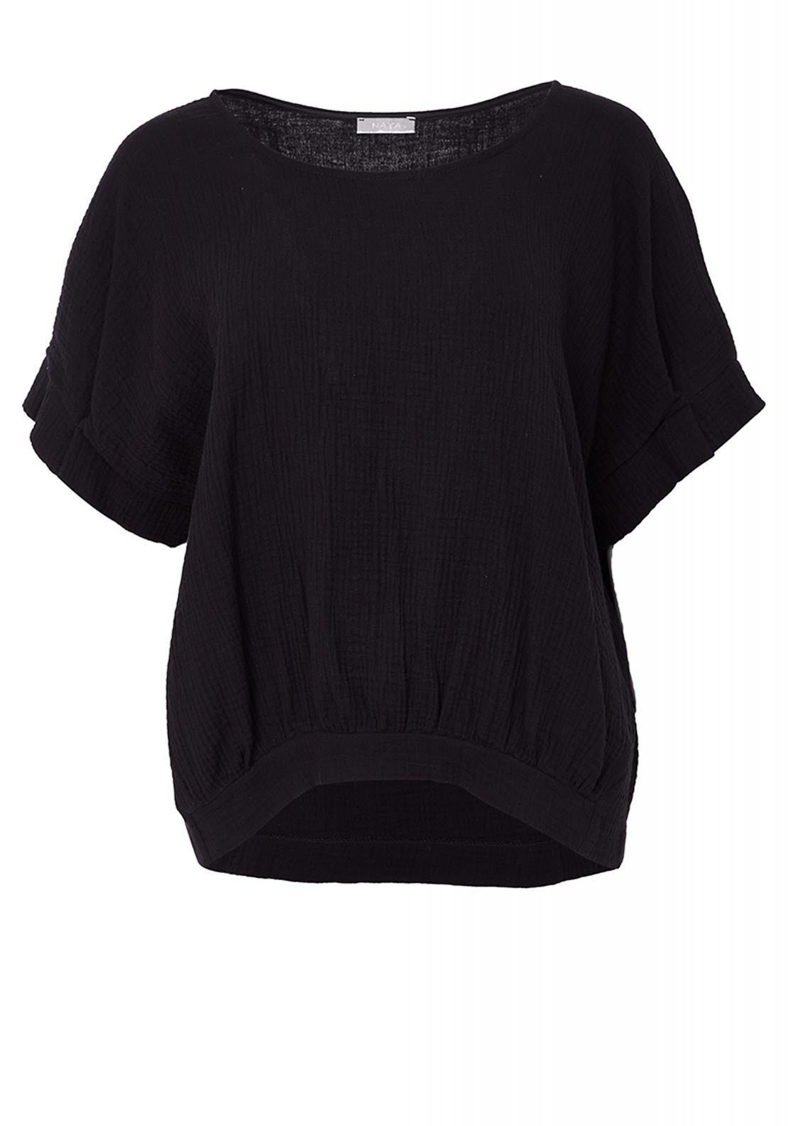 Naya Gather Hem Waffle Top, Black - McElhinneys