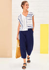 Naya Contrast Striped Top, White & Navy