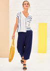 Naya Contrast Striped Top, White & Navy