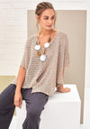 Naya Woven Knit V Neck Pullover, Beige