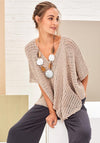 Naya Woven Knit V Neck Pullover, Beige