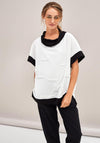 Naya Contrast Trim Textured Top, White & Black