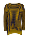 Naya Striped Zip Back Top, Navy & Green