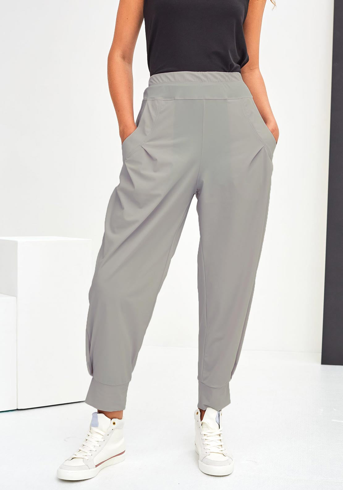 Naya Tuck Pocket Cuffed Trousers, Stone - McElhinneys