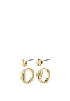 Pilgrim Peace Huggie Hoop & Stud Earrings Set, Gold