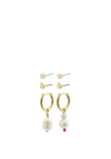 Pilgrim Energetic Set of 3 Earrings, Gold