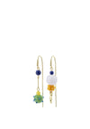 Pilgrim Finula Asymmetrical Multicoloured Drop Earrings, Gold