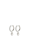 Pilgrim Sophia Crystal Hoop Heart Earrings, Silver