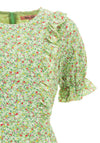 Seventy1 Frilled Ditsy Daisy Midi Dress, Green Multi