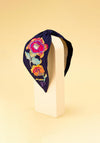 Powder Floral Fantasy Embroidered Headband, Navy