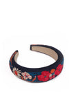 Powder Country Garden Embroidered Headband, Navy